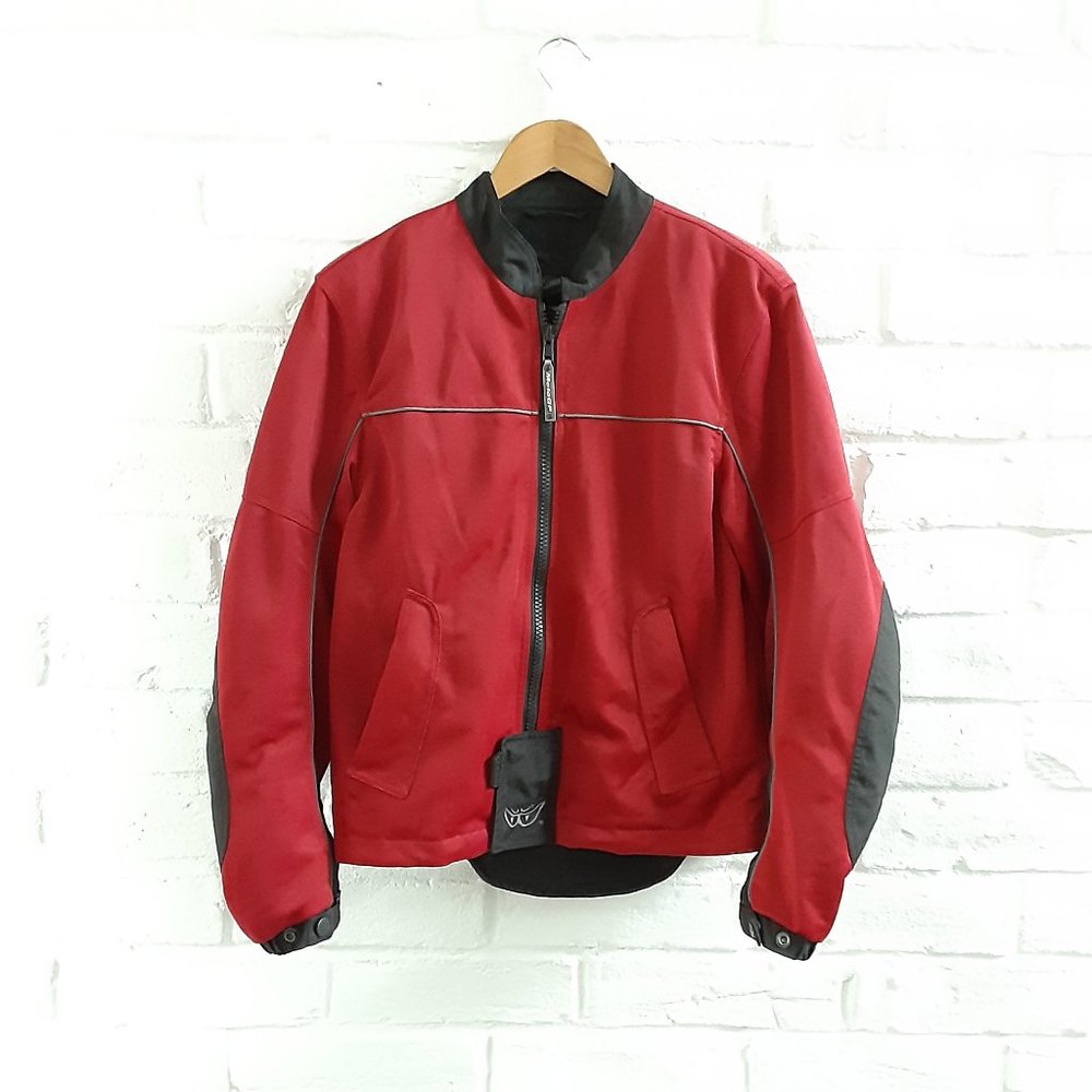 MotoGp Biker Jacket Mens Small Medium Red Motorcycle Dorna Reinforced Padded